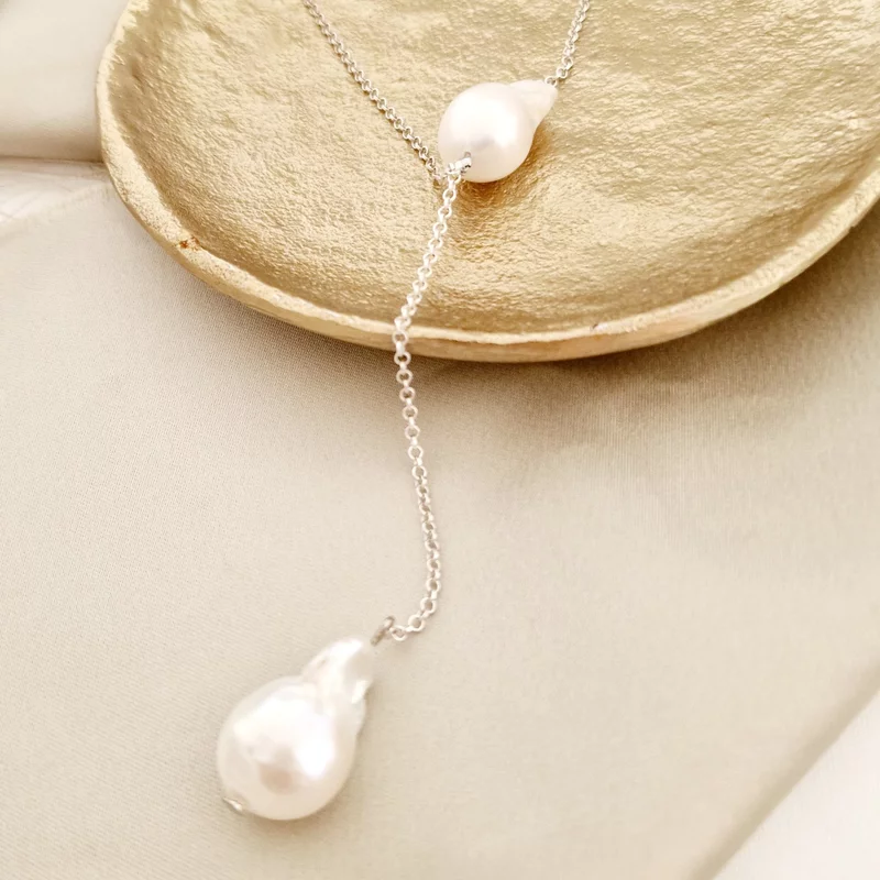 Lantisor cu Perle Baroque - Forta transformarii - Model lant lariat - Argint 925 picture - 4