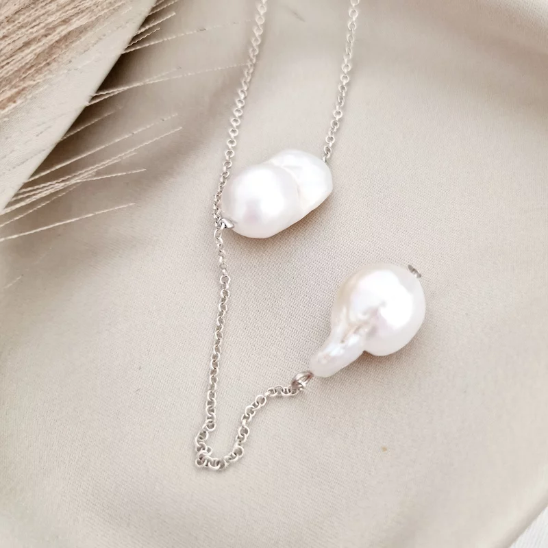 Lantisor cu Perle Baroque - Forta transformarii - Model lant lariat - Argint 925 picture - 5