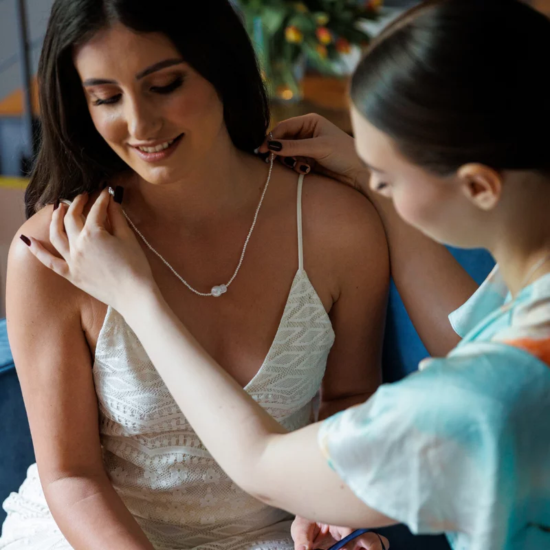 Lantisor cu Perle - Eleganta imaculata - Model sirag de perle mici si o perla Baroque - Inchizatoare Argint 925 picture - 4