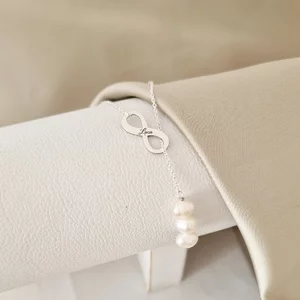 Lantisor cu Perle - Eternitate cursiva - Model lariat cu infinit - Argint 925