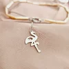 Lantisor cu Perle - Gratie de flamingo - Model sirag perle stick peachi conectate cu un charm cu Zirconii si un lant cu pandantiv - Argint 925
