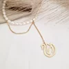 Lantisor cu Perle - Lebada aurie - Model sirag perle rice albe cu lant si pandantiv agatate - Argint 925 placat cu Aur Galben 18K