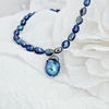 Lantisor cu Perle - model sirag de perle Nugget Peacock  de apa dulce - Argint 925 placat cu Aur Galben 18K