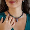 Lantisor cu Perle - model sirag de perle Nugget Peacock  de apa dulce - Argint 925 placat cu Aur Galben 18K