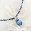 Lantisor cu Perle - model sirag de perle Rice Peacock  de apa dulce - Argint 925 placat cu Aur Galben 18K