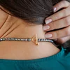Lantisor cu Perle - model sirag de perle Rice Peacock  de apa dulce - Argint 925 placat cu Aur Galben 18K