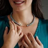 Lantisor cu Perle - model sirag de perle rotunde peacock de apa dulce- Argint 925 placat cu Aur Galben 18K