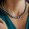 Lantisor cu Perle - model sirag de perle rotunde peacock de apa dulce- Argint 925 placat cu Aur Galben 18K