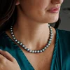 Lantisor cu Perle - model sirag de perle rotunde peacock de apa dulce- Argint 925 placat cu Aur Galben 18K