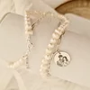 Lantisor cu Perle - Puritate capturata - Model 2 straturi cu sirag perle si lant cu pandantiv fotogravura - Argint 925