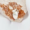 Lantisor cu picatura de Perla - Model pandantiv oval MOM -Argint 925