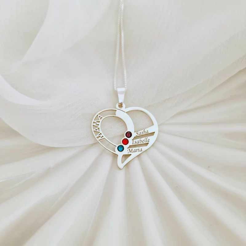 Lantisor Dragii MAMEI - 3 nume si cristale Swarovski - Argint 925 picture - 3