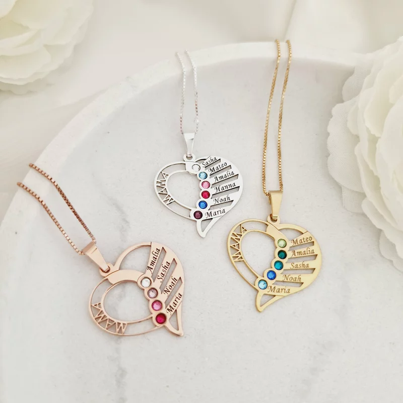 Lantisor Dragii MAMEI - 4 nume si cristale Swarovski - Argint 925 placat cu Aur Roz 18K picture - 5