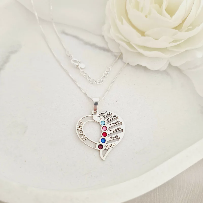 Lantisor Dragii MAMEI - 6 nume si cristale Swarovski - Argint 925 picture - 3