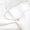 Lantisor Fior al Elegantei - Model cu sirag de Perle, lant zale si pandantiv initiala - Argint 925
