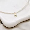 Lantisor Fior al Inocentei - Model cu sirag de perle si pandantiv baiat cu Safir - Argint 925 placat cu Aur Galben 18K