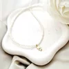 Lantisor Fior al Inocentei - Model cu sirag de perle si pandantiv baiat cu Safir - Argint 925 placat cu Aur Galben 18K