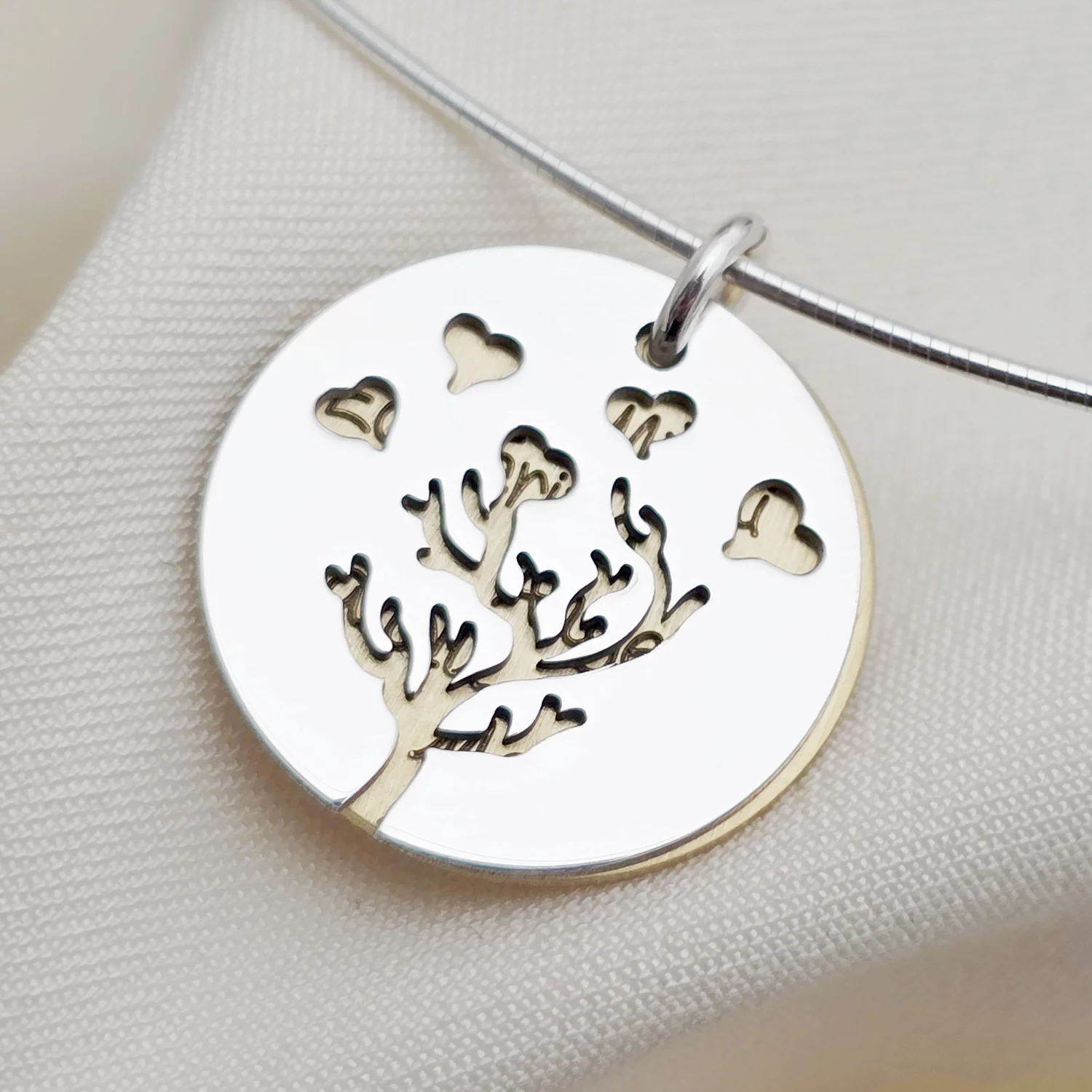 Lantisor fix cu doi banuti mati suprapusi - Amprenta iubirii - Argint 925 & Argint 925 placat cu Aur Galben 18K