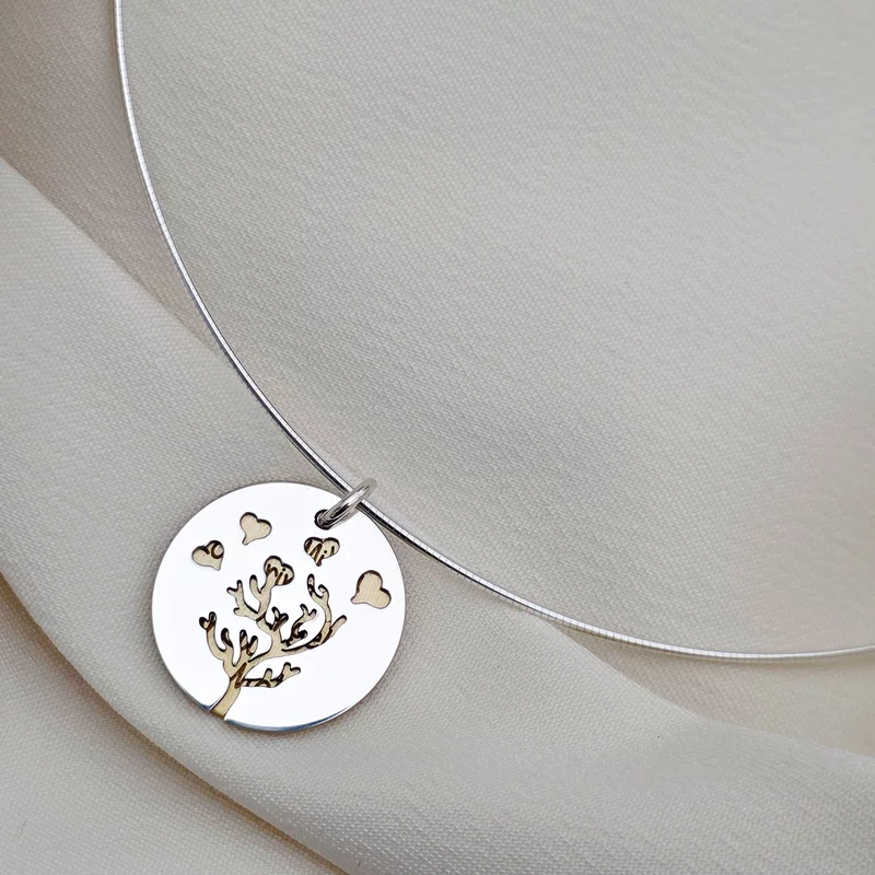 Lantisor fix cu doi banuti mati suprapusi - Amprenta iubirii -  Argint 925 & Argint 925 placat cu Aur Galben 18K picture - 4