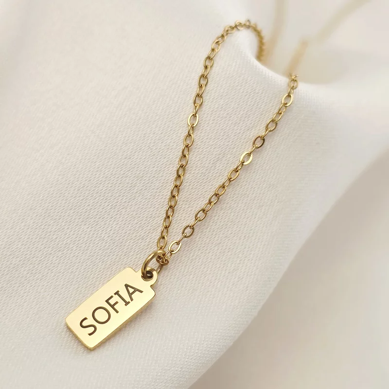 Lantisor Linea – Placuta personalizata - Otel Inoxidabil 316L picture - 2