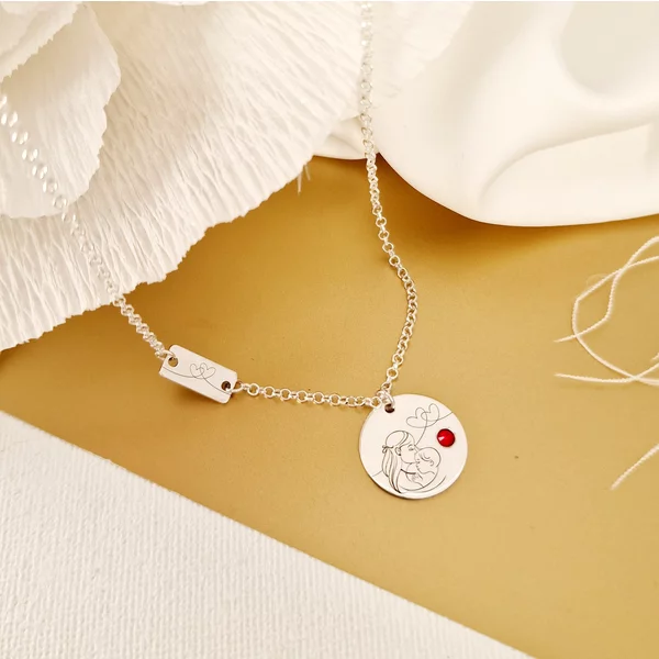 Lantisor personalizat - 2 Pandantive - Sarutul mamei - Argint 925