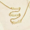 Lantisor personalizat Conexiune - 3 Nume - Argint 925 placat cu Aur galben 18K