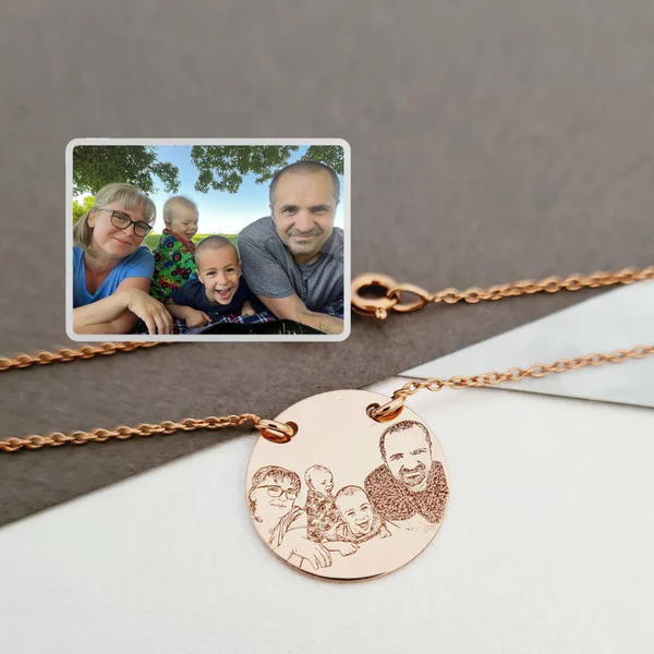 Lantisor personalizat cu poza - Clipa pretioasa - Pandant 17 mm cu 2 prinderi - Argint 925 placat cu Aur Roz 18K