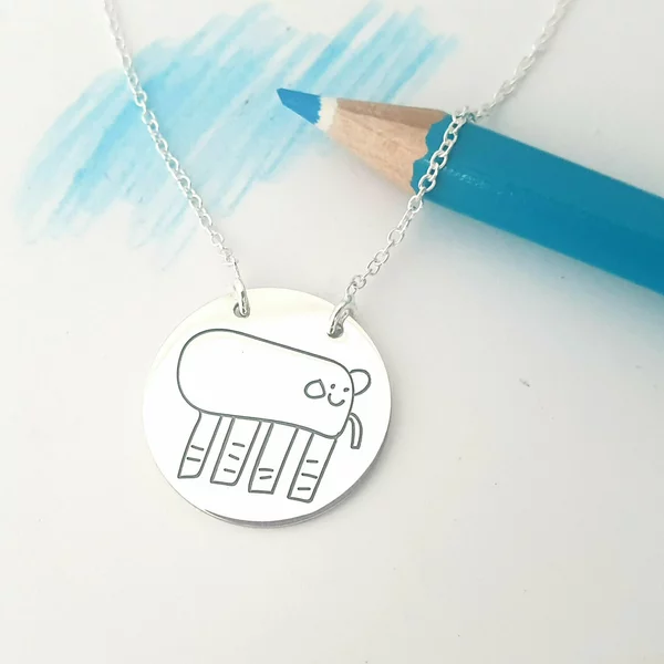 Lantisor personalizat - Gravura desen propriu si/sau a scrisului de mana - Pandantiv Banut - Argint 925