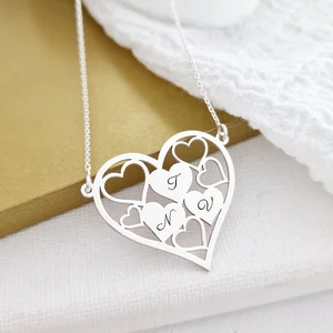 Lantisor Inima din inimi - Pandantiv cu initiale personalizate - Argint 925