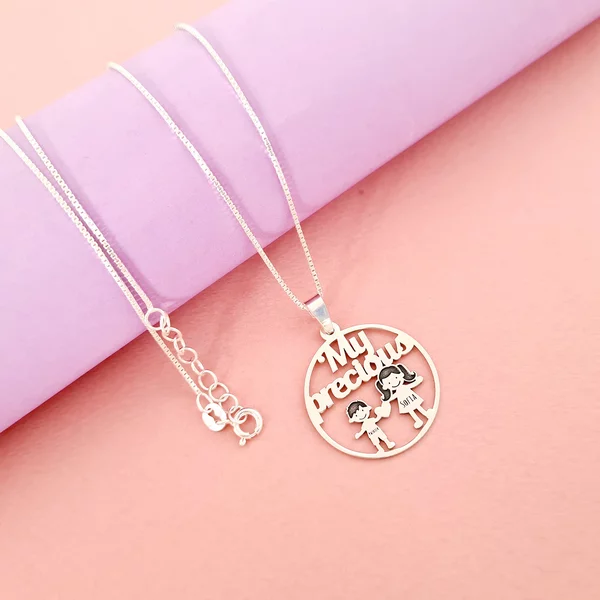 Lantisor personalizat - My precious Family - 2 Membri - Argint 925