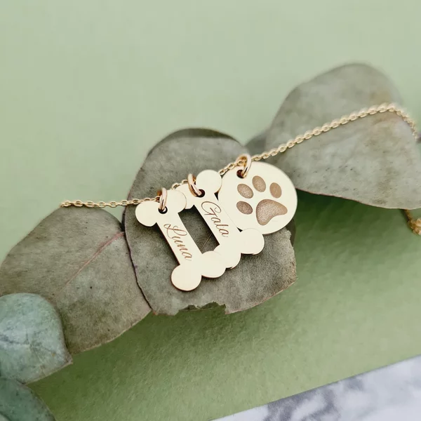 Lantisor personalizat - Oase si Labuta - Aur Galben 9K