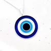Lantisor personalizat si decorat cu email albastru - Pandantiv Protectie Ochiul Magic – Argint 925