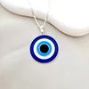 Lantisor personalizat si decorat cu email albastru - Pandantiv Protectie Ochiul Magic – Argint 925