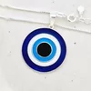 Lantisor personalizat si decorat cu email albastru - Pandantiv Protectie Ochiul Magic – Argint 925