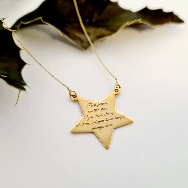 Lantisor personalizat - Stea - Aur Galben 14K