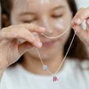 Lantisor Petale de Vis - Personalizat cu Initiala roz si floare - Argint 925