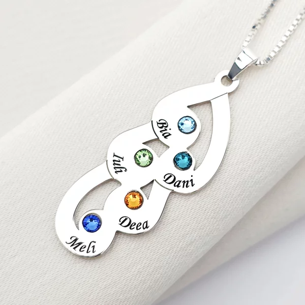 Lantisor Picaturi de emotie - 5 nume si cristale Swarovski - Argint 925