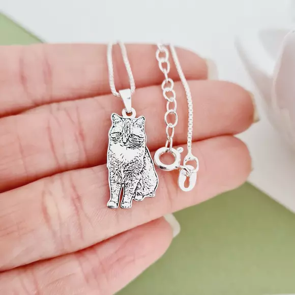 Lantisor pisica iubita - Personalizare cu poza - Argint 925