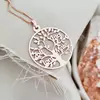Lantisor premium - Copacul Vietii - personalizat cu nume - Argint 925 placat cu Aur roz 18K
