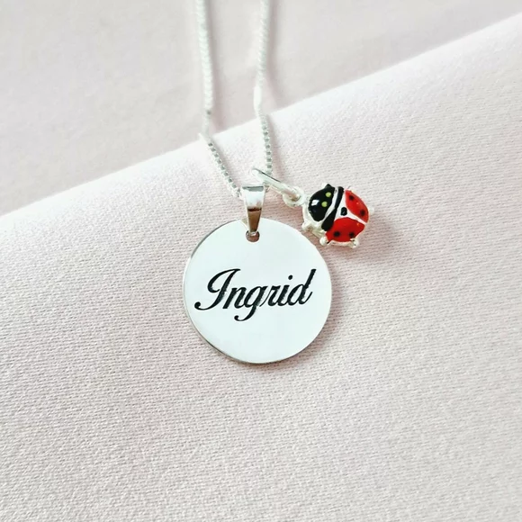 Lantisor Sweet Name - Pandantiv cu nume si charm Buburuza - Argint 925