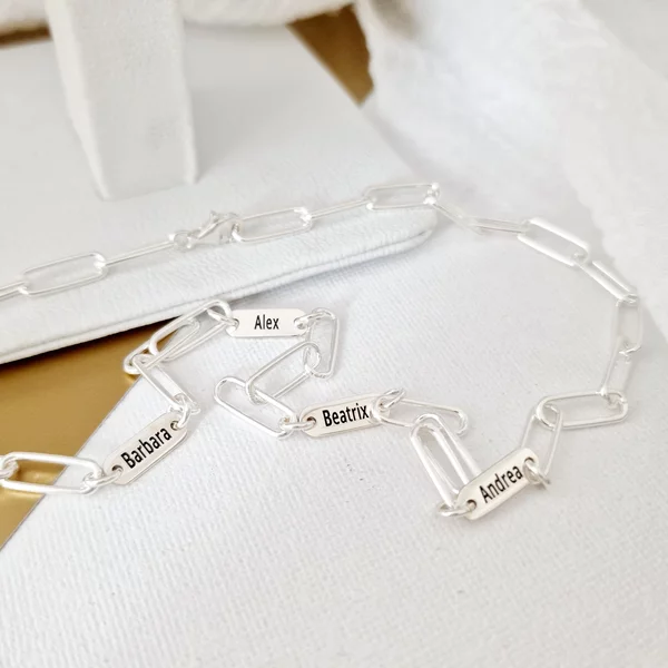 Lantisor TOTUL MEU - 4 placute personalizate si lant din zale mari - Argint 925