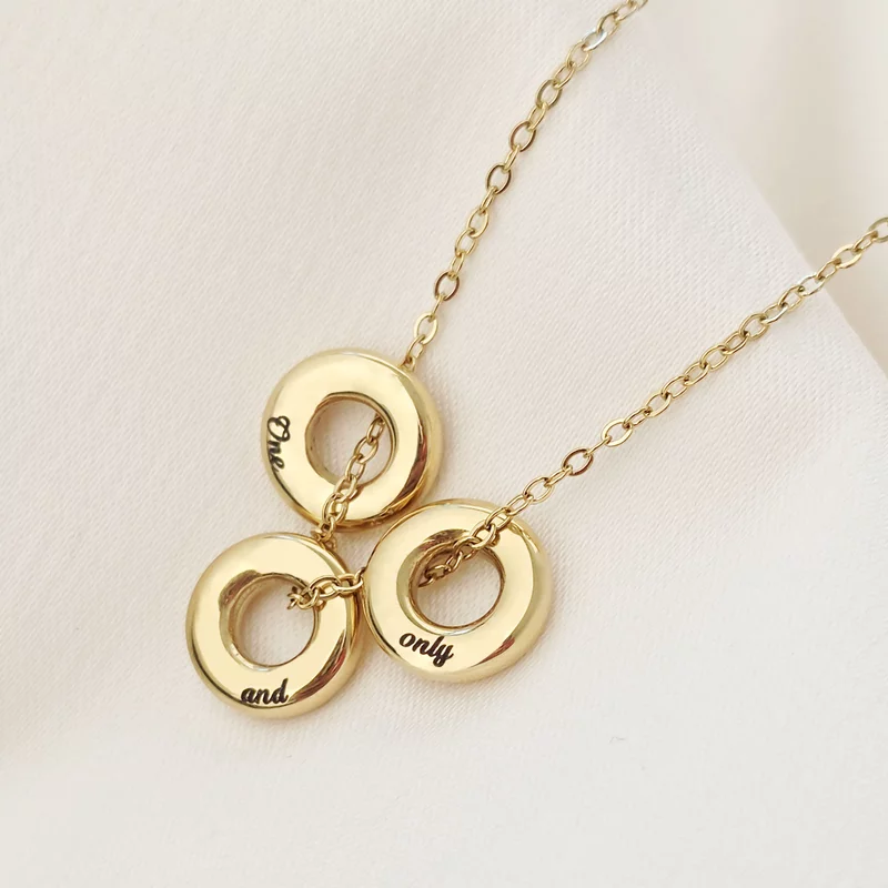 Lantisor Unitate – Cercuri gravate – Otel Inoxidabil 316L picture - 3