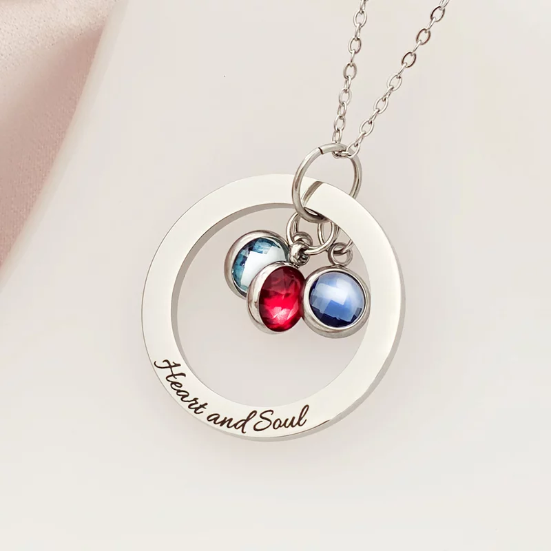 Lantisor Universul meu - Disc & Zirconii in culorile lunii de nastere - Otel Inoxidabil 316L picture - 5