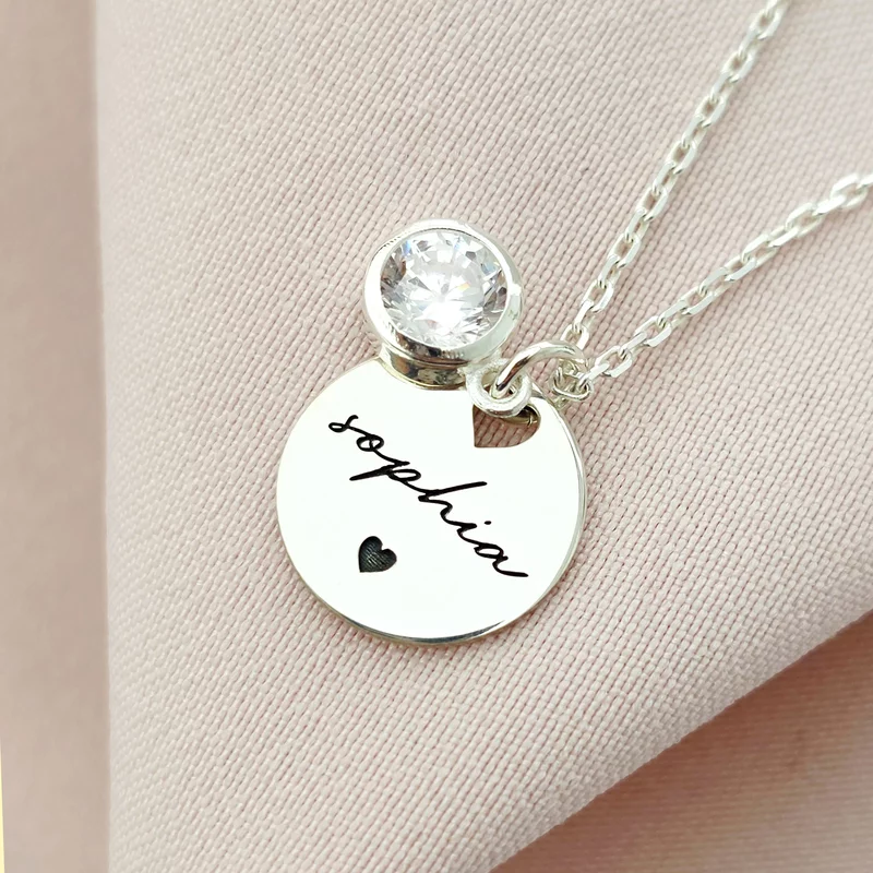 Lantisor Zirconia Charm - Pandantiv cu Nume si Simbol Inima - Argint 925