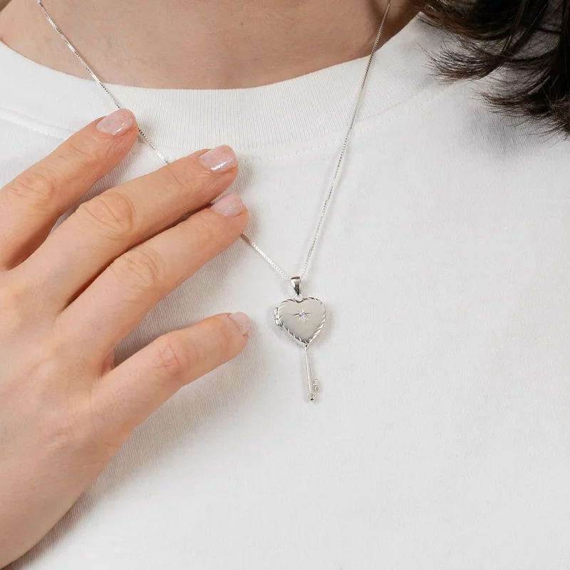Medalion Cheia iubirii - Locket cu poze in interior - Argint 925 si cristal Zirconia picture - 4