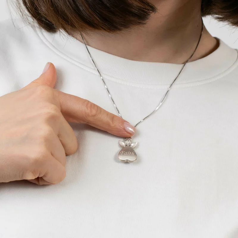 Medalion inger cu poze in interior - Golden Angel - Argint 925 Rodiat - Cristal White Zirconia picture - 4