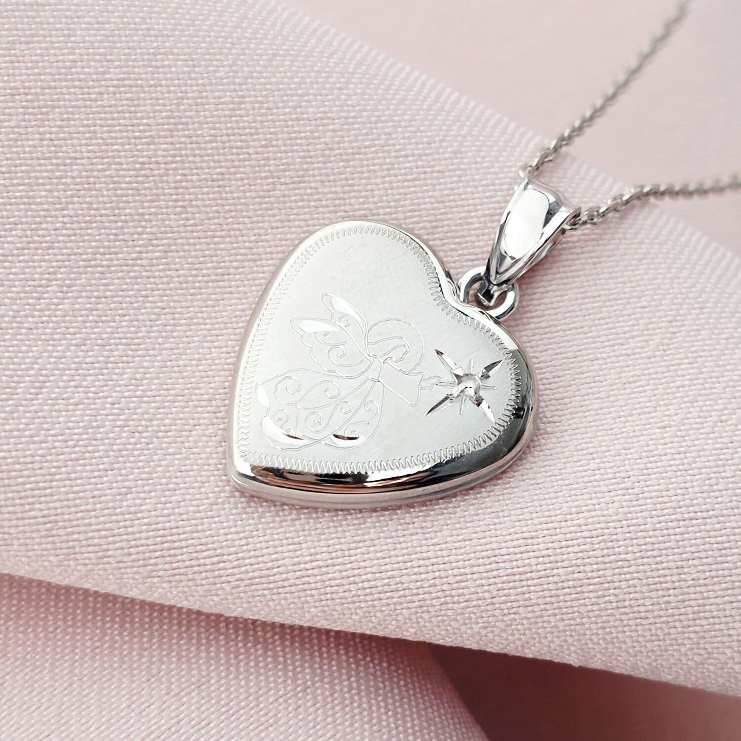 Medalion inima cu poze in interior - Angel Sparkle - Argint 925