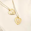 Medalion inima cu poze in interior - Boy & Mother of Pearl - Argint 925 placat cu Aur Galben 18K