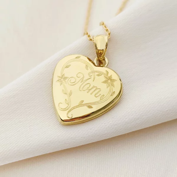 Medalion inima cu poze in interior - Elegant Mom - Argint 925 placat cu Aur Galben 18K