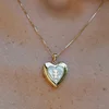 Medalion inima cu poze in interior - Girl & Mother of Pearl - Argint 925 placat cu Aur Galben 18K